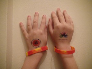 Rare Disease Day temporary tattoos and autoinflammatory disease awareness bracelets