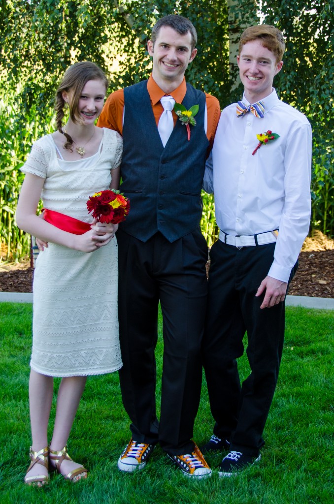 Keegan with his brother, Keefe, and his sister, Kinzie, at Keefe's wedding. At that point he had been on Kineret for over a year. 